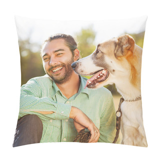 Personality  Man And Central Asian Shepherd Pillow Covers