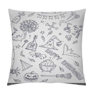Personality  Various Decorative Elements For Halloween. Vector Illustration Pillow Covers