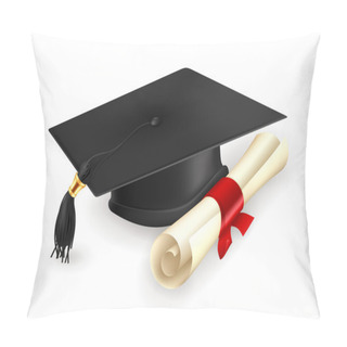 Personality  Graduation Cap And Diploma, Vector Pillow Covers