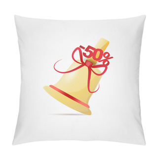 Personality  Vector Illustration Of Bell With Bow For Sale. Pillow Covers
