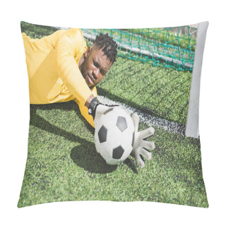 Personality  African American Goalkeeper At Pitch Pillow Covers