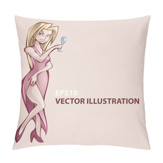 Personality  Vector Illustration Of A Beautiful Woman. Pillow Covers