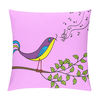 Personality  Bird On A Branch Singing Songs, Vector Pillow Covers