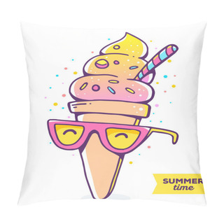 Personality  Vector Colorful Illustration Of Character Gradient Ice Cream Wit Pillow Covers
