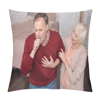 Personality  Aged Man Coughing Near His Wife Pillow Covers