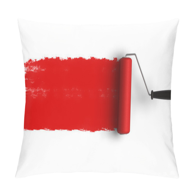 Personality  Red Roller Brush With Trail Of Paint Pillow Covers