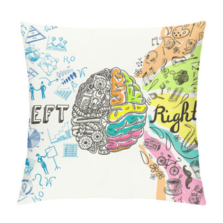 Personality  Brain Hemispheres Sketch Pillow Covers