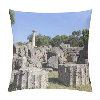 Personality  Ancient Ruins Of The Temple Zeus, Olympia Archeological Site Pel Pillow Covers