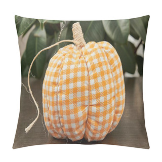 Personality  Handmade Orange White Plaid Pumpkin Crafted From Checkered Fabric, A Charming Symbol For Both Thanksgiving And Halloween Celebrations, Adding Warmth And DIY Spirit. Pillow Covers