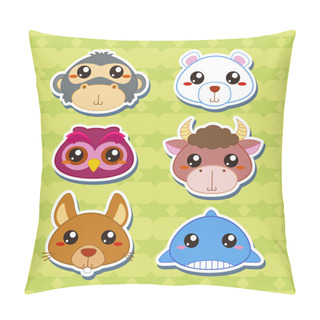 Personality  Six Cute Cartoon Animal Head Stickers Pillow Covers