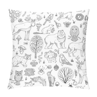 Personality  Doodles Woodland Seamless Pattern. Pillow Covers
