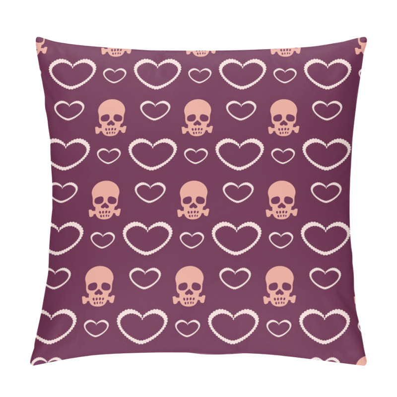 Personality  Vector background with hearts and skulls. pillow covers