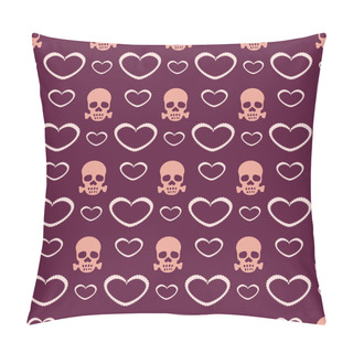 Personality  Vector Background With Hearts And Skulls. Pillow Covers