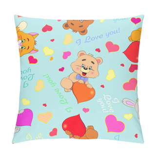 Personality  Bears And Rabbits With Hearts. Pillow Covers