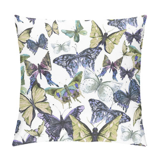 Personality  Beautiful Colorful Summer Watercolor Butterflies Seamless Pattern Pillow Covers