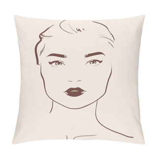 Personality  Beautiful Woman Face Hand Drawn Pillow Covers