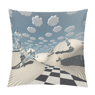 Personality  Chess Pieces Scattered In Chessboard Desert Pillow Covers