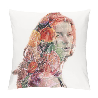 Personality  Lateral Portrait Of A Young Woman As Art Object  Pillow Covers