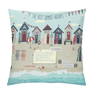 Personality  Beach Huts Pillow Covers