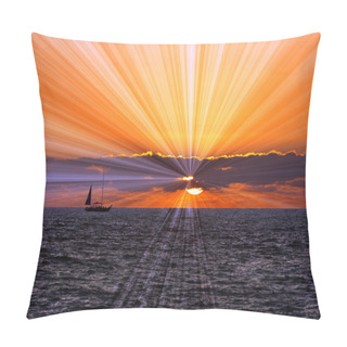 Personality  Sailboat Sunset Journey Pillow Covers