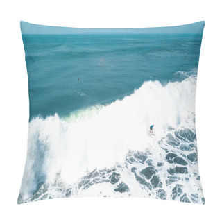 Personality  A Mesmerizing Shot Of A Surfer At The Top Of The Wave In El Paredon Beach In Monterrico, Guatemala Pillow Covers