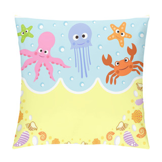 Personality  Sea Animals Cartoon Background Pillow Covers