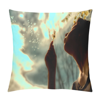 Personality  Girl Blows A Flower In A Summer Day Pillow Covers