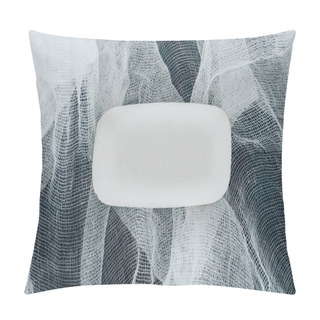 Personality  Top View Of White Soap On Gauze On Black Table Pillow Covers