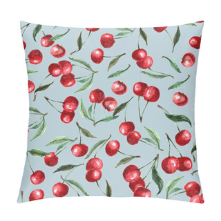 Personality  Seamless Pattern Watercolor Berry Cherry And Leaves. Repeating Background. Hand Drawn Illustration Isolated On Pillow Covers
