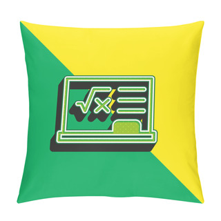 Personality  Blackboard Green And Yellow Modern 3d Vector Icon Logo Pillow Covers