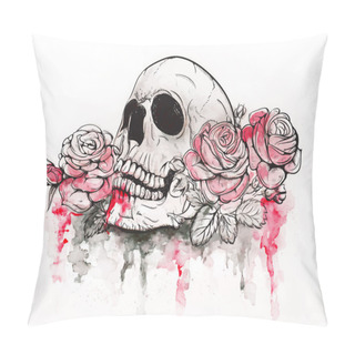 Personality  Skull With Roses Pillow Covers