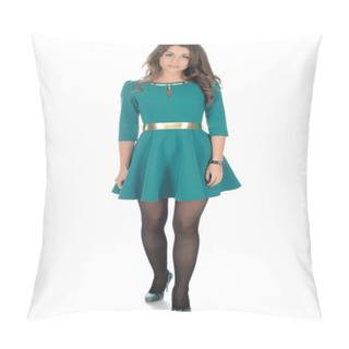 Personality  An Attractive Young Woman In A Dress And Heels. Pillow Covers