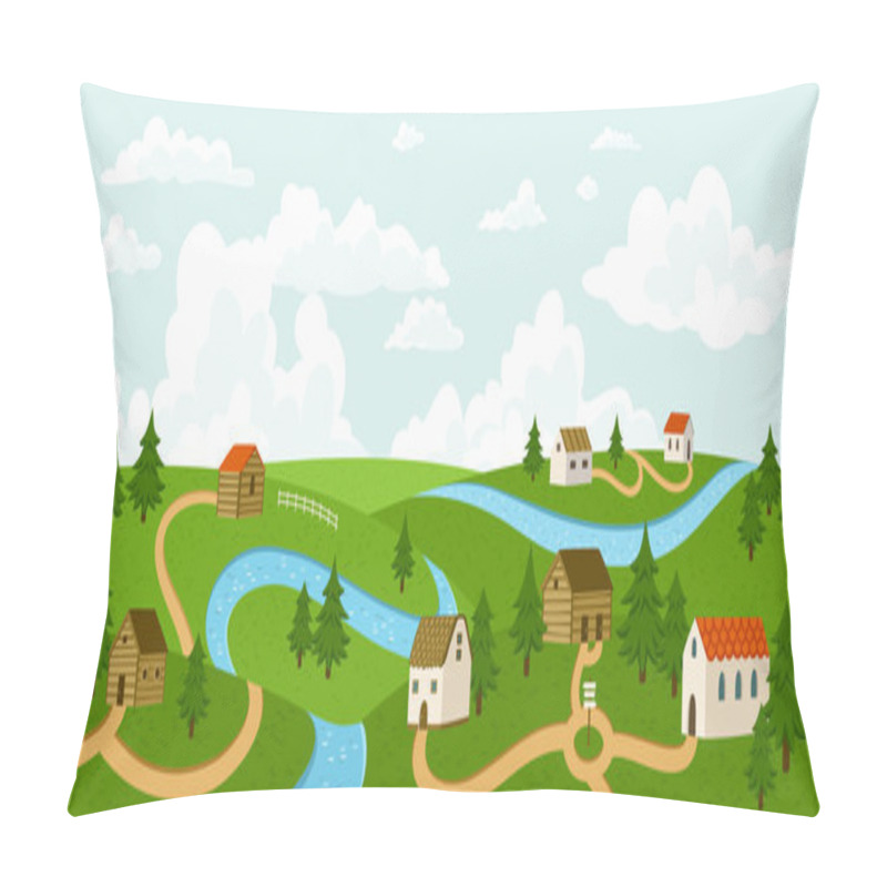 Personality  Summer village landscape pillow covers