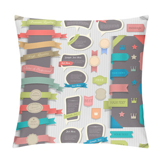 Personality  Big Set Retro Design Elements And Speech Bubbles Pillow Covers