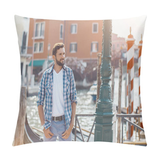 Personality  Handsome Tourist Man Travel In Venice, Italy. Pillow Covers