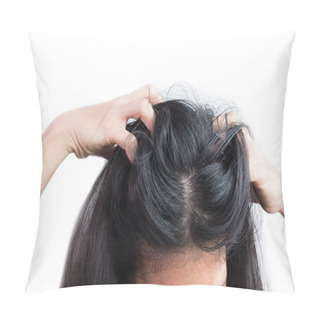 Personality  Women Head With Dandruff Caused By The Problem Of Dirty. Or Caused By Skin Disease Or Seborrheic Dermatitis. It Has White Scaly And It Will Cause Itch. Pillow Covers