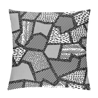 Personality  Geometry Retro Seamless Pattern In Black And White Pillow Covers