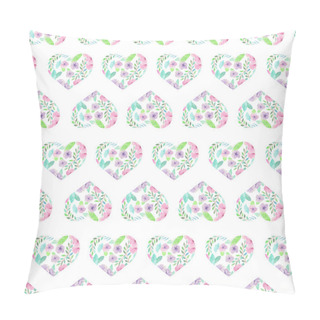 Personality  Seamless Pattern Of Floral Watercolor Hearts Pillow Covers