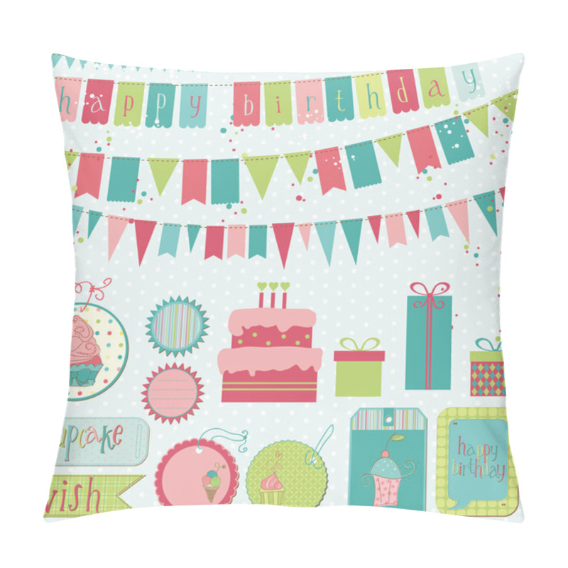 Personality  Retro Birthday Celebration Design Elements - for Scrapbook pillow covers