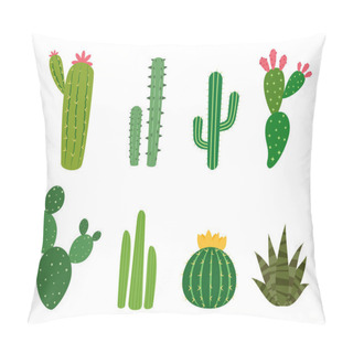 Personality  Cactus Collections Vector Set Isolated On White Background Pillow Covers