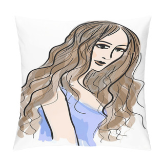 Personality  Fashion Girl Sketch Pillow Covers