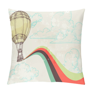 Personality  Retro Hot Air Balloon Sky Background Pillow Covers