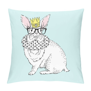 Personality  Funny Bunny Wearing Crown Pillow Covers