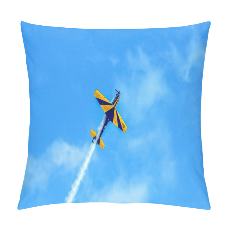 Personality  Brazilian Air Force smoke squadron. Aerobatic maneuver planes performing in the sky in Joao Pessoa, Paraiba, Brazil on October 29, 2003. pillow covers