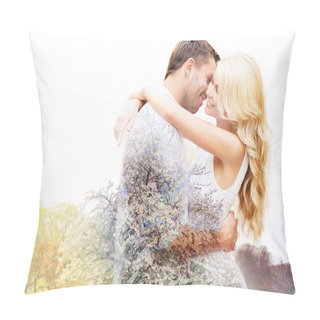 Personality  Happy Couple Hugging Over Cherry Blossom Pillow Covers