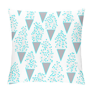 Personality  Cute Seamless Pattern With Many Small Twigs Abstract Flowers And Triangles Vases. Pillow Covers