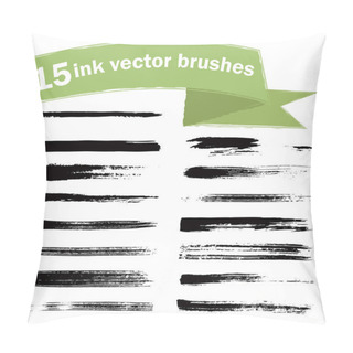 Personality  15 Ink Paint Brush Strokes. Pillow Covers
