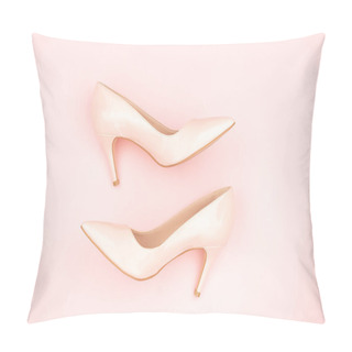 Personality  Nude Shoes On The Pink Background Pillow Covers