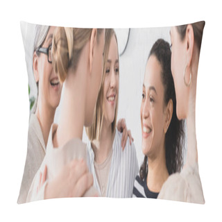 Personality  Happy Multicultural Team Hugging During Seminar, Banner Pillow Covers