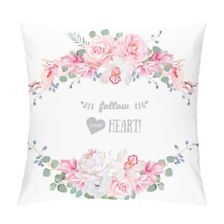 Personality  Cute Wedding Floral Vector Design Frame. Floral Banner Stripe El Pillow Covers